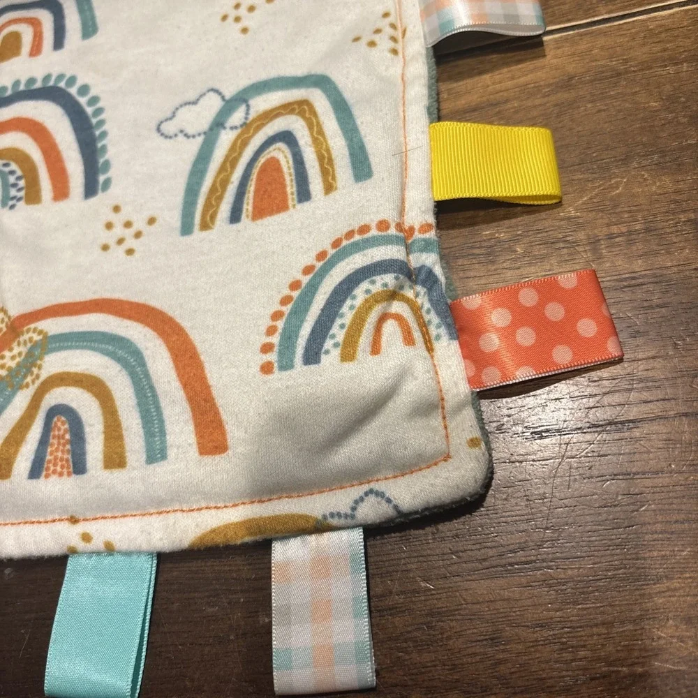 Mary‎ Meyer Taggies Baby Security Blanket Green Rainbows Fleece Comfort Rainbow